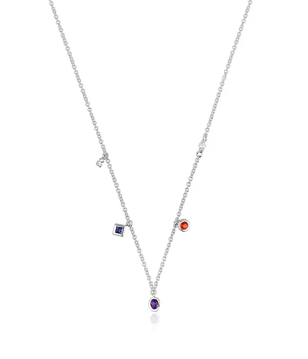 טואוס שרשרת Basic Colors מכסף בשיבוץ אבני חן ופנינה מתורבתת - Image 2