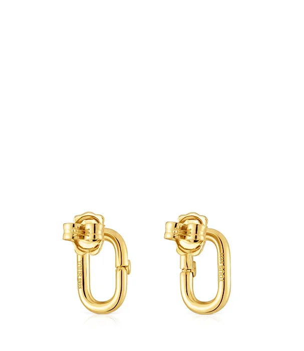 טואוס עגילי חישוק קטנים Hold oval מכסף ועליו זהב 18 קראט - Image 2