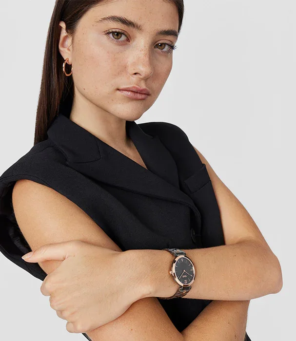 טואוס שעון אנלוגי S-Band עם רצועה מפלדת בצבע אפור ומפלדת בצבע ורוד - Image 3